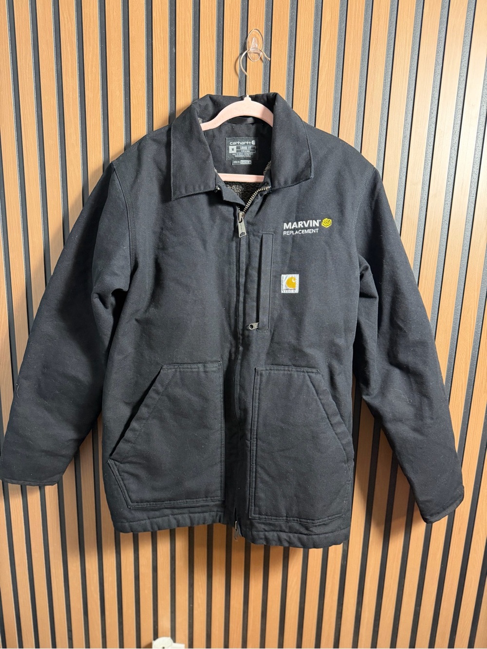 Carhartt Black Insulated Work Puffer Jacket with Logos size M